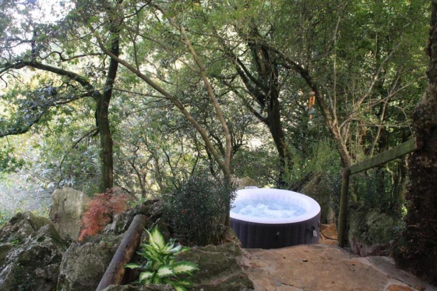 jacuzzi exterior en el bosque